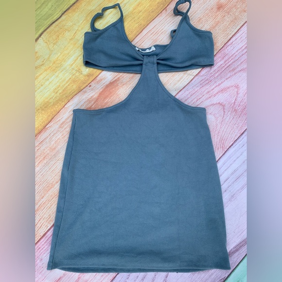 AMERICAN THREADS💙pastel blue ribbed Selena Cut Out Mini Dress - Picture 4 of 11